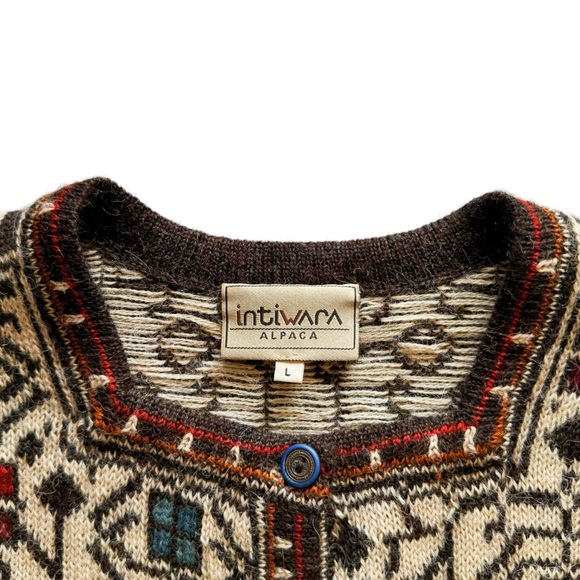 Intiwara Alpaca Geometric Button Front Cardigan | LARGE - Picture 6 of 10